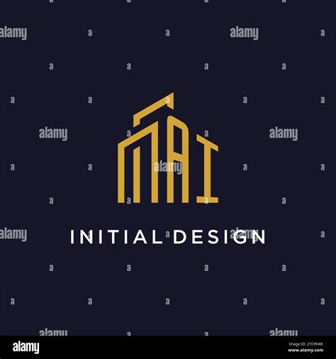 Ai Initial Monogram With Building Logo Design Vector Graphic Stock