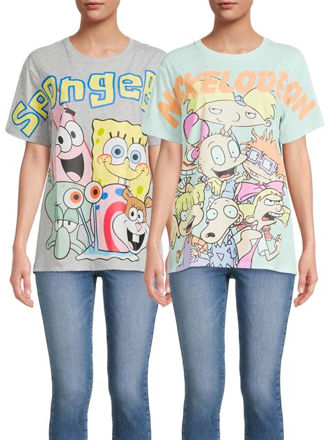 SpongeBob and Nickelodeon Juniors' Graphic T-Shirts, 2-Pack - Walmart.com