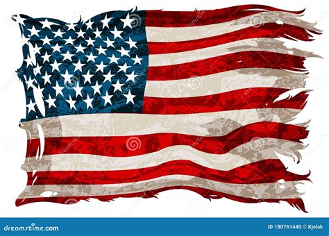 An Old Shabby American Flag Detailed Realistic Illustration Stock