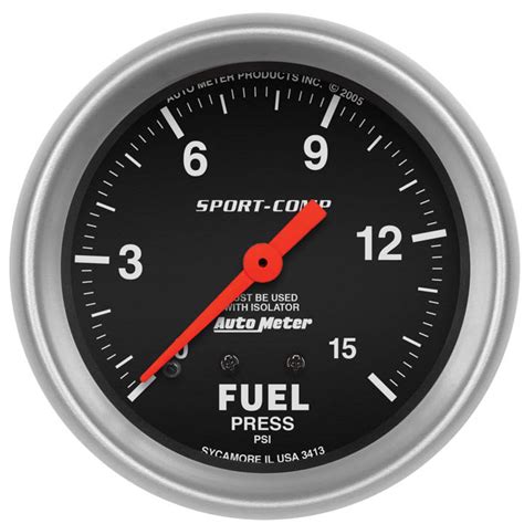 Autometer 2 58in Fuel Pressure Gauge W Isolator 0 15 Psi Sport Comp