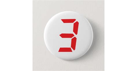 3 Three Red Alarm Clock Digital Number Button Zazzle