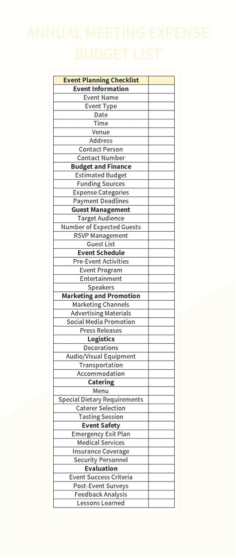 Annual Meeting Expense Budget List Excel Template And Google Sheets