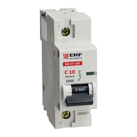 Автоматический выключатель EKF, 1P, 80А, 10kA, ВА47-100 SQmcb47100-1 ...