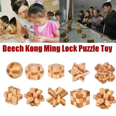 MELON Wooden 3D Interlocking IQ Game Puzzle Toy Kong Ming Lock Classic