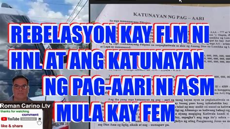 Mga Rebelasyon Kay Flm Ni Hnl At Ang Katunayan Ng Pag Aari Ni Anthony