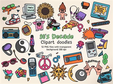 S Doodle Clipart Nineties Decade Png Nostalgic Etsy Uk