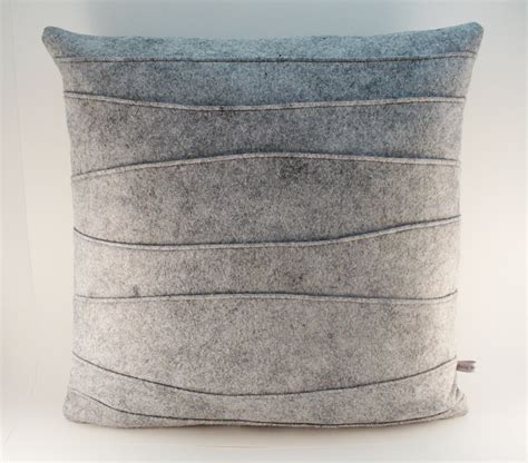 Gray Pillow Wool Felt Pillow Handmade Light Gray