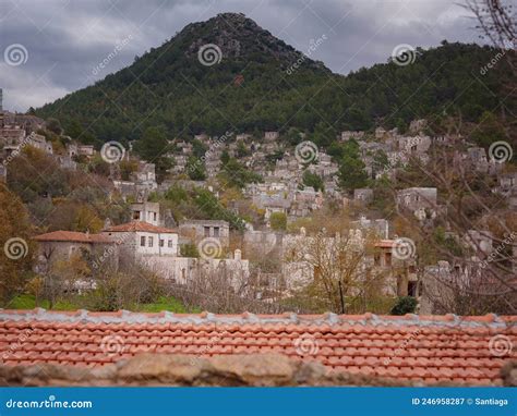 Abandoned Village Kayakoy Ghost Town In Fethiye Izmir Turkey Stock