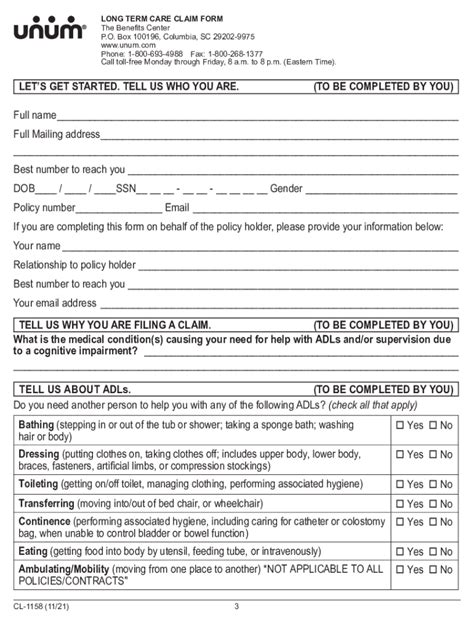 Unum Long Term Care Form Fill Out Sign Online DocHub