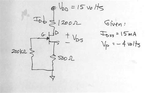 Solved 1 Determine The Drain Current For The Jfet Circuit 2 Sketch The Load Line Showing The