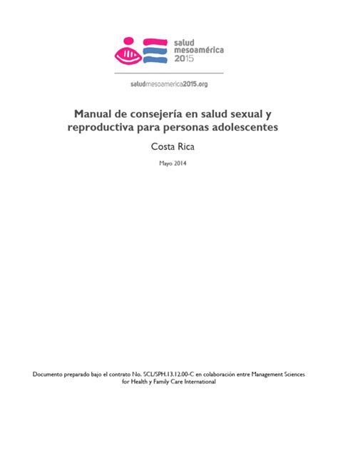 Manual De Consejería En Salud Sexual Y Reproductiva Para Personas