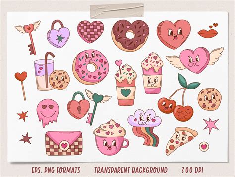 Groovy Valentine S Day Vector Clipart Design Cuts