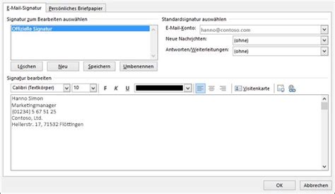 Erstellen Und Hinzuf Gen Einer E Mail Signatur In Outlook Microsoft