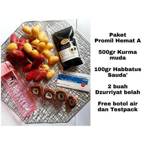 Jual Paket A Hemat Promil Kurma Muda Habbatussauda Buah Dzurriyat