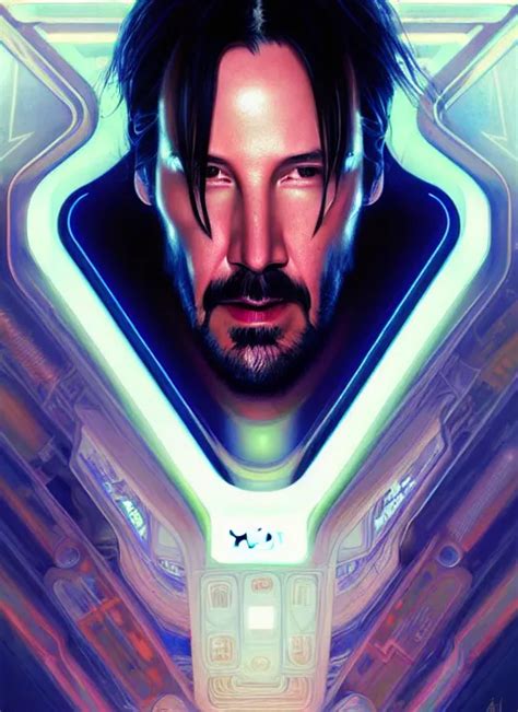 Symmetry Portrait Of Keanu Reeves Sci Fi Tech Stable Diffusion