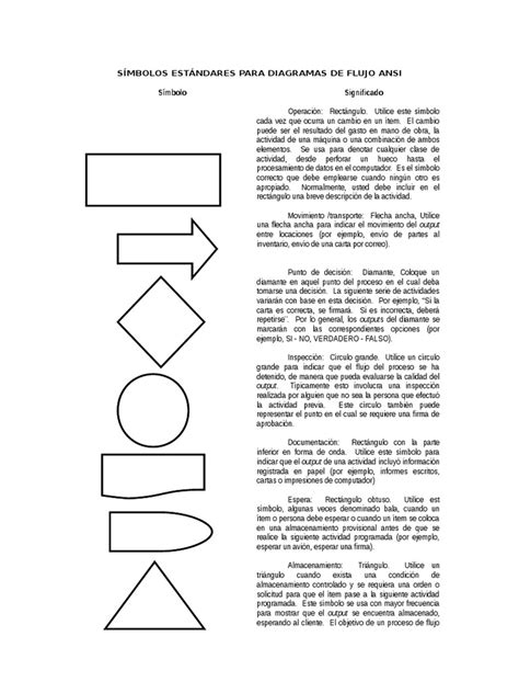 Símbolos Estándares Para Diagramas de Flujo Ansi | Flecha | Los símbolos