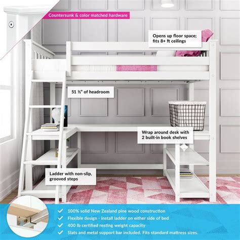 Twin Size High Loft Bed With Wraparound Desk Shelves Artofit