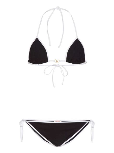 Valentino Garavani Vlogo Signature Halterneck Bikini Black Editorialist