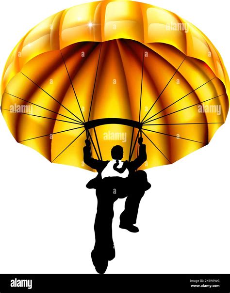 Parachute Businessman Man Silhouette Sky Diving Stock Vector Image