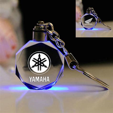 Motorcycle KeyChain Colors LED K9 Crystal Brand Logo Polygon