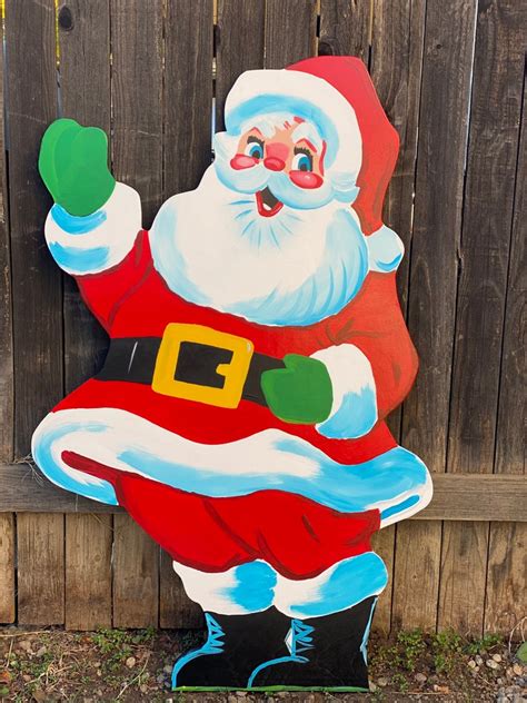 Santa Claus Sign Vintage Christmas Old Fashioned Look Etsy