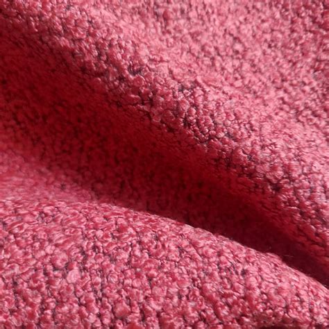 Red Chunky Boucle Upholstery Fabric By The Yard Woven Faux Sheepskin