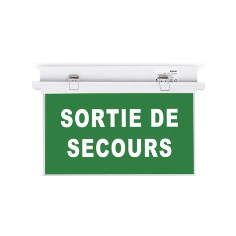 Bloc Autonome De Secours Encastrable Avec Autocollant Sortie De Secours