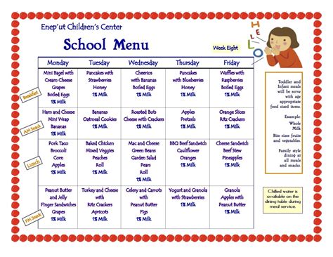 7 Best Images Of Printable Sample Day Care Menus Sample Daycare Menu