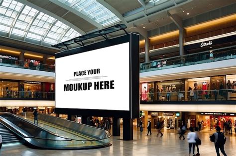 Premium Psd Minimalist Shopping Mall In Front Billboard Mockup In