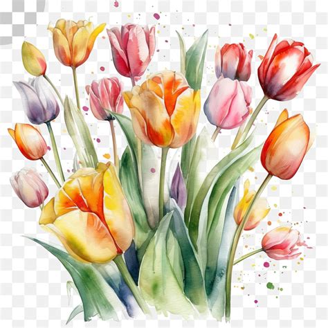 Premium Psd Tulip Watercolor Transparent Background