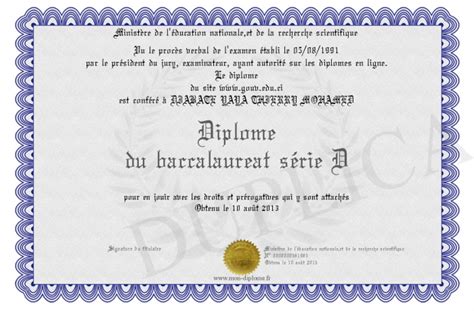 Diplome Du Baccalaureat Serie D