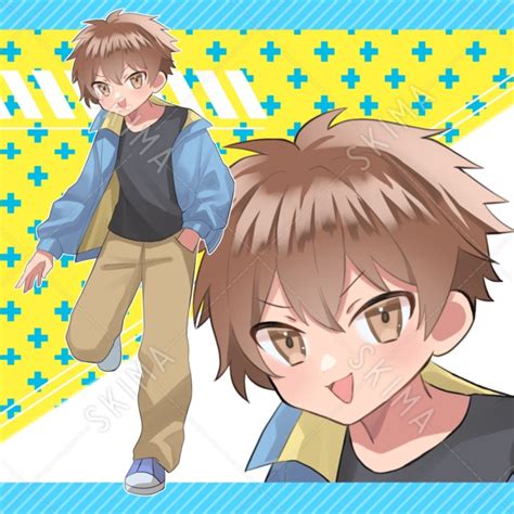 Adopt 39茶髪長ズボンの少年【表情全4種】 スキマ イラスト依頼・キャラ販売ならskima