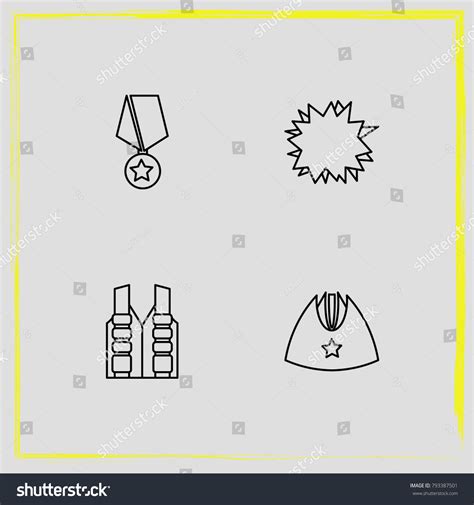 Military Line Icon Set Hat Flak Stock Vector Royalty Free