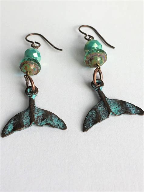 Whale Tail Earrings Copper Whale Tail Fluke Earrings Beach Etsy