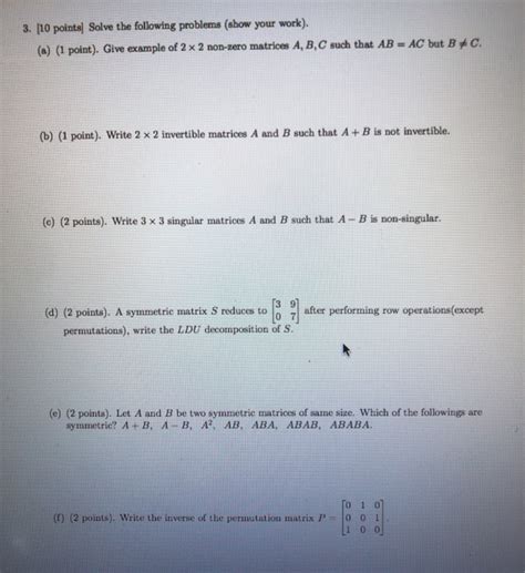 Solved 3 10 Points Solve The Following Problems Show