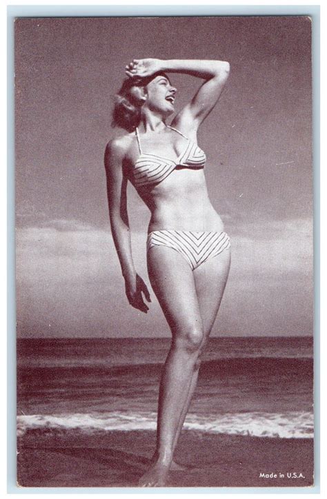 Pretty Woman Arcade Card Pin Up Risque Bikini Beach Bathing Beauty Antique Asia Middle East