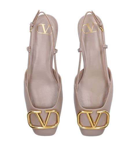 Womens Valentino Garavani Nude Leather Vlogo Slingback Flats Harrods Us