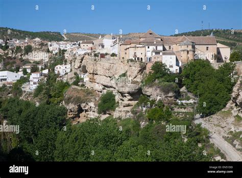 River Tajo Limestone Gorge Cliffs Alhama De Granada Spain Stock Photo