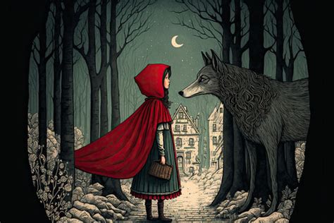 Little Red Riding Hood Illustration Vintage