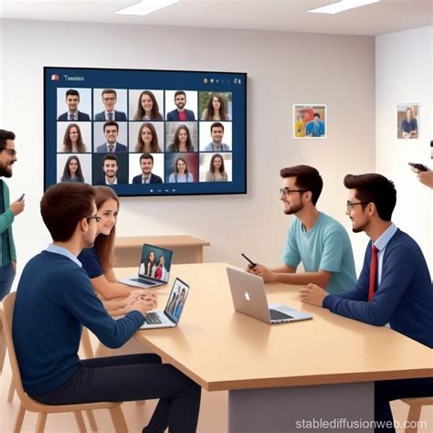 Online Class Image Students In Teams Meeting Stable Diffusion Online