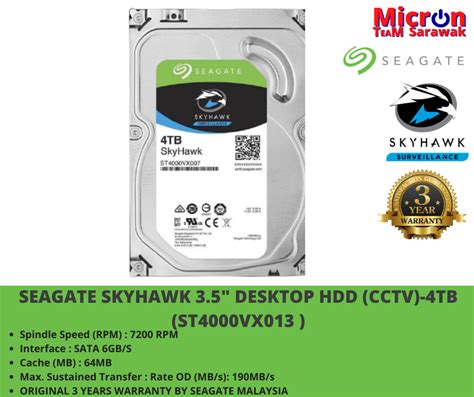 Seagate 4TB Skyhawk Surveillance 3 5 Hard Disk Better Performance For