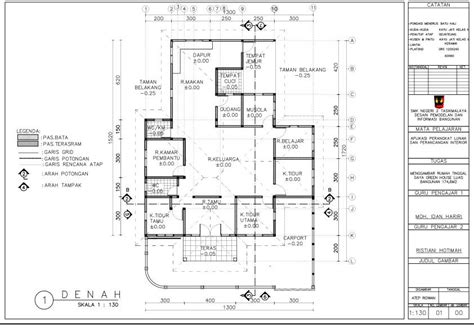 Detail Gambar Kerja Tampak Yang Benar Denah Lengkap Dengan Notasi