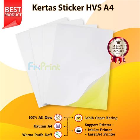 Jual Kertas Stiker A4 Hvs Matte Folio Doff Stiker Label Printable