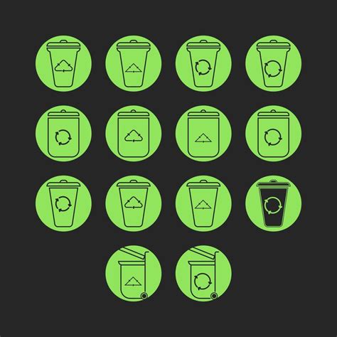 Set Of Recycle Bin Icons Vector Illustration In Flat Design Style