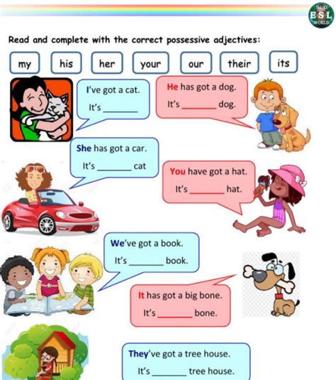 Grammar Worksheet My His Her Our Muxi Esl World