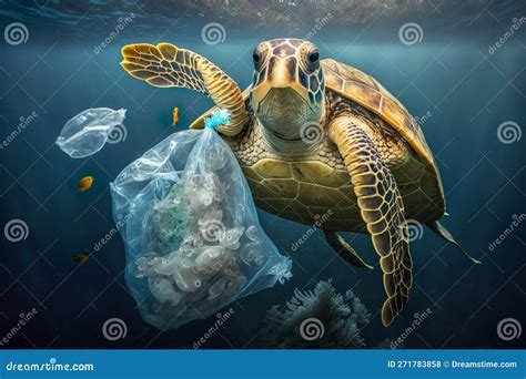 Plastic Pollution in Ocean Environmental Problem. Turtles with Plastic ...