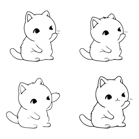 Premium Vector Set Of Cute Cats In Different Poses Eps10