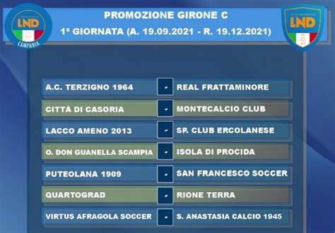 Promozione Campania Ecco I Calendari Dei Cinque Gironi