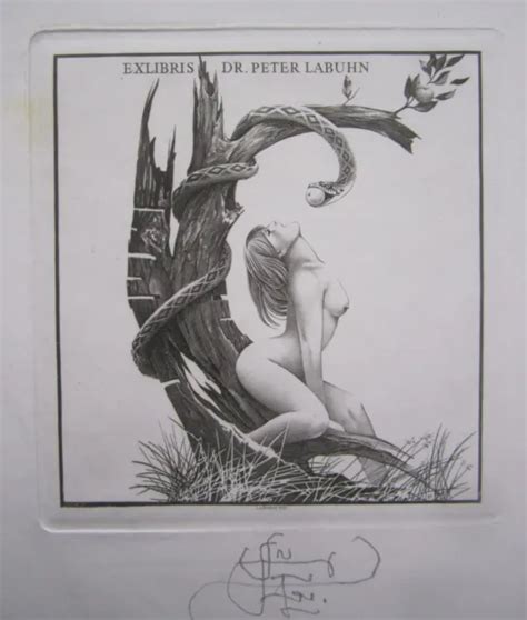 LÖHMUS LEMBIT EXLIBRIS Ex Libris bookplate SIGNIERT erotic art nude akt