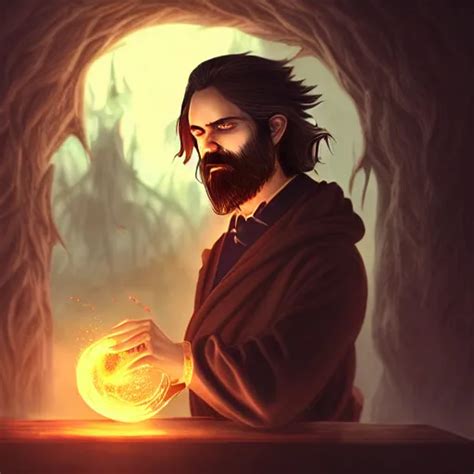 KREA Evil Male Sorcerer White Skin Alchemist Library Background